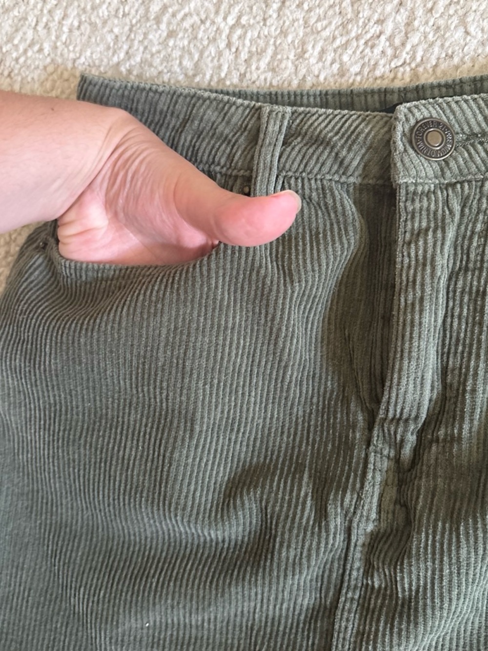 Forever 21 Olive Green Corduroy Mini Skirt - Picture 5 of 6